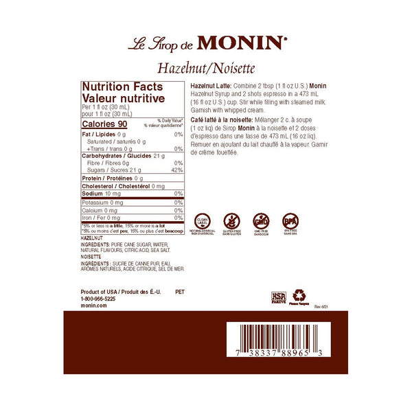 Monin Hazelnut Syrup, 1 L