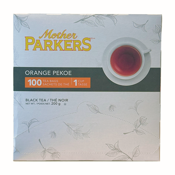 Thé Orange Pekoe de Mother Parker, boîte de 100 unités