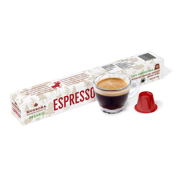 Muskoka Roastery Coffee Co. Organic Espresso Nespresso® Compatible Capsules, 10 Pack