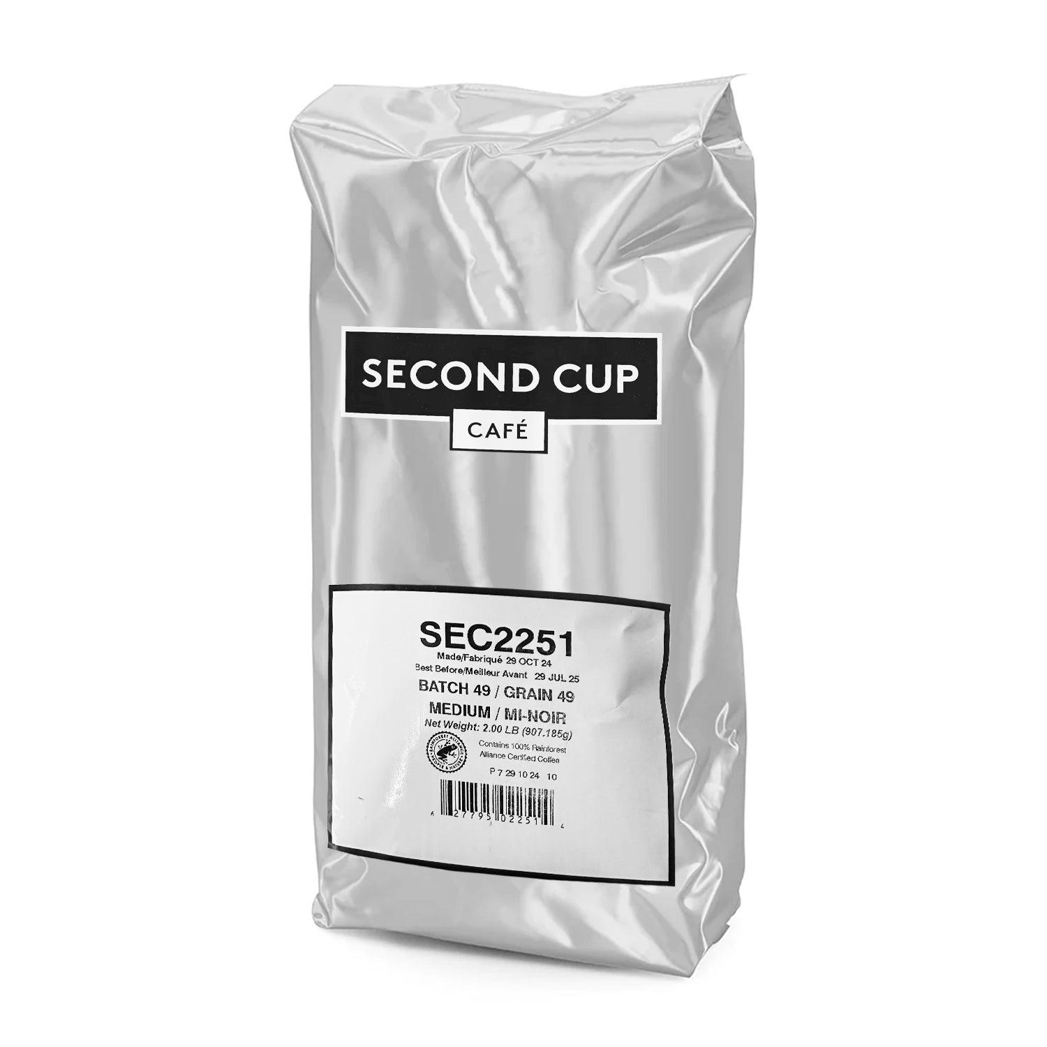 Second Cup Batch 49 Medium Roast Whole Bean Coffee, lb – ECS Coffee