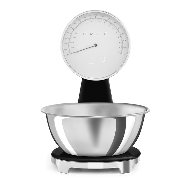 Smeg Analog and Digital Kitchen Scale, Black #KSF01BLWW