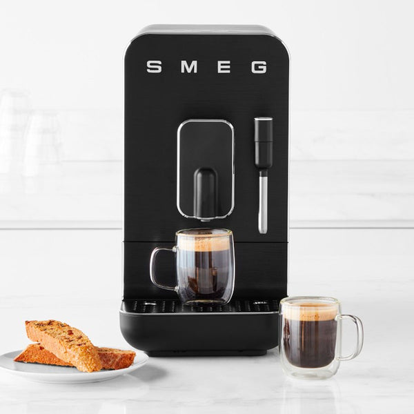 Smeg Super Automatic Espresso Machine with Steam Wand, Solid Black #BCC02FBMUS