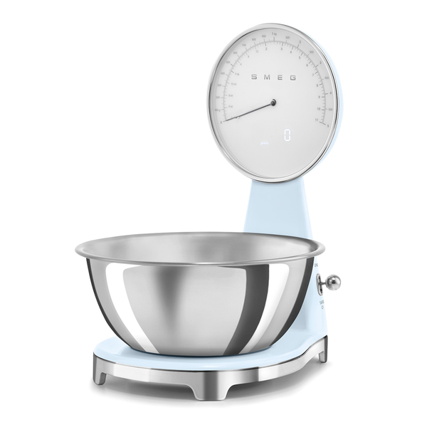 Smeg Analog and Digital Kitchen Scale, Pastel Blue #KSF01PBWW