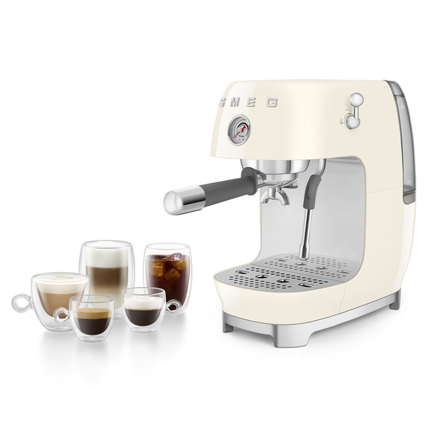 Smeg Manual Espresso Coffee Machine With Cold Brew, Cream #ECF03CRUS