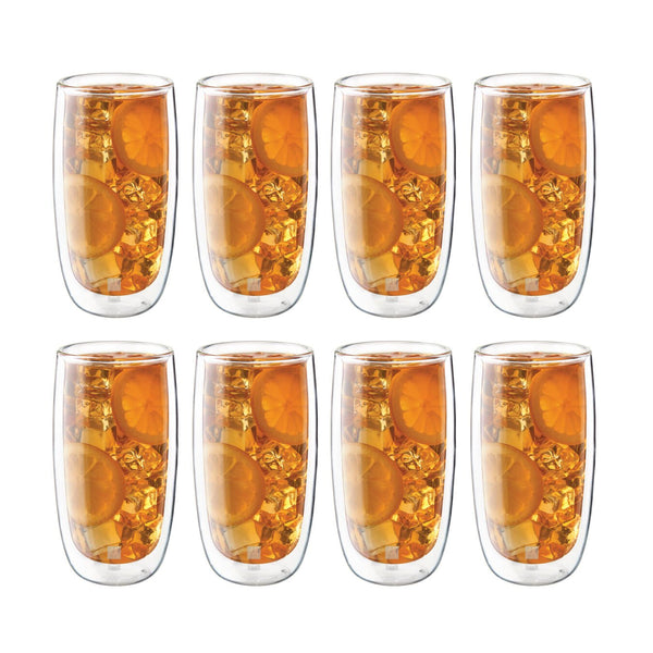 Zwilling Sorrento Double Wall Beverage Glass 16 oz., Value Pack of 8