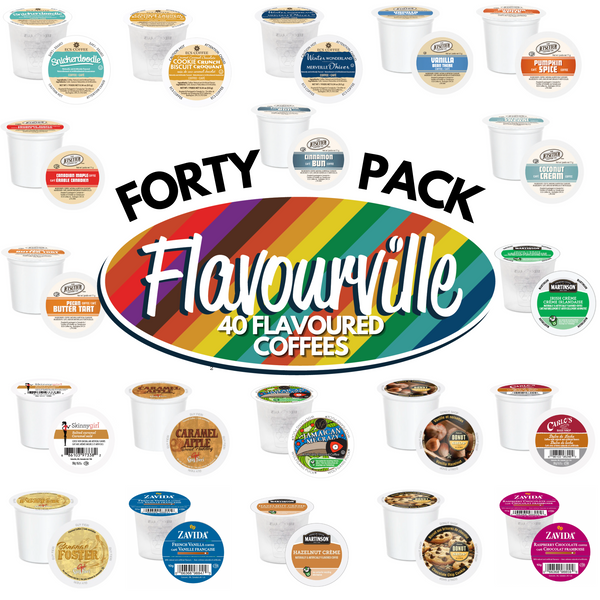 Flavourville Flavoured Single Serve Coffee Variety Box, 40 Pack
