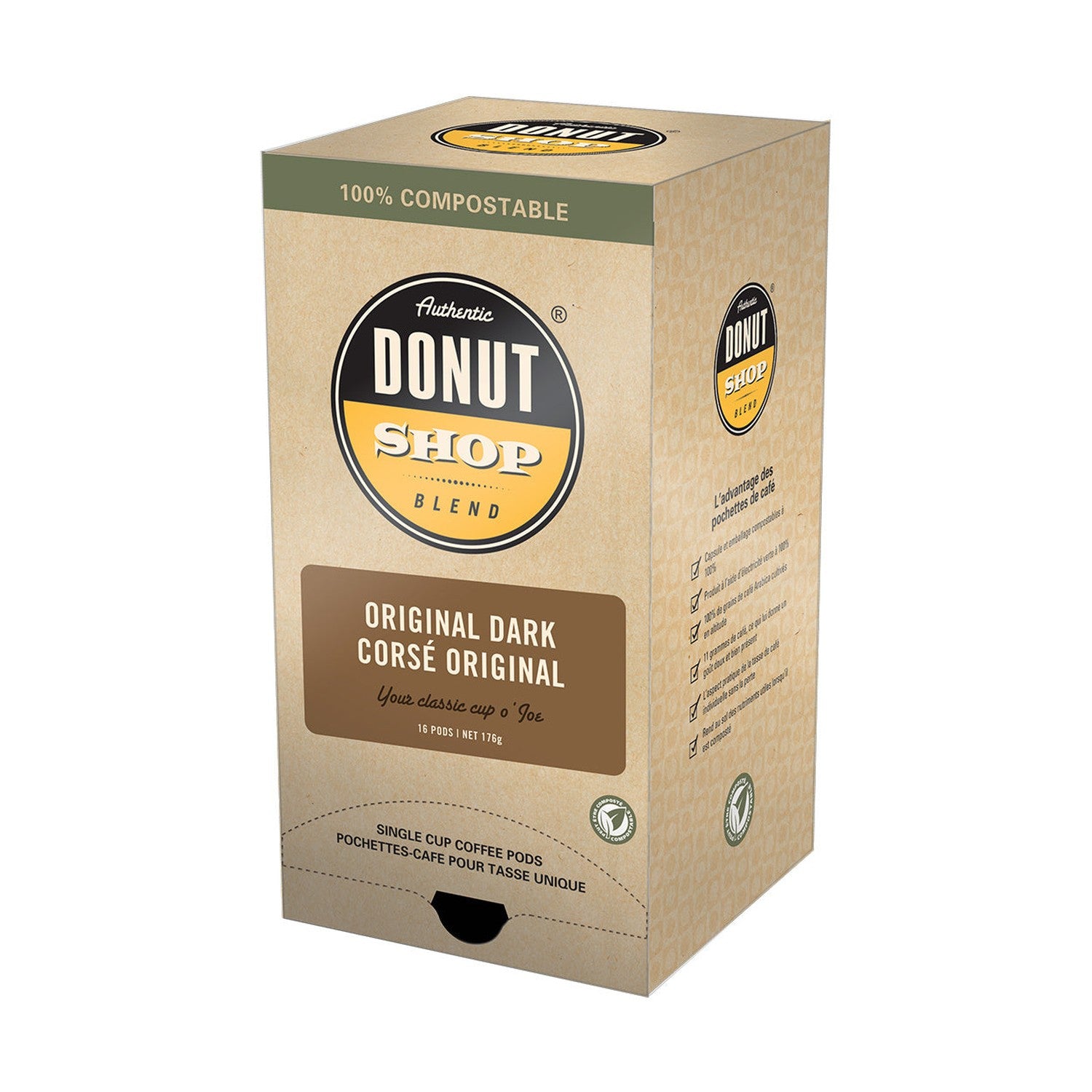 Authentic Donut Shop Original Dark Coffee Pods, 16 Pack