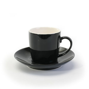 BIA Black Espresso Cup and Saucer Set, 3.5 oz