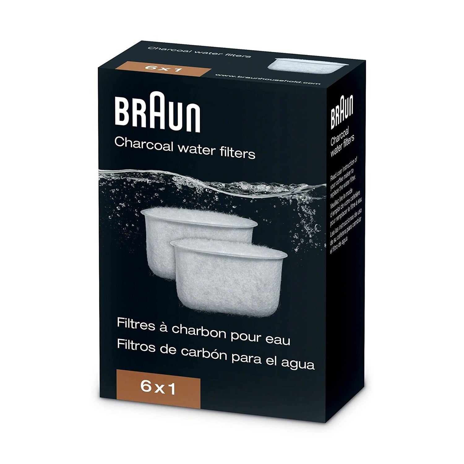 Braun Charcoal Water Filters, 6 Pack