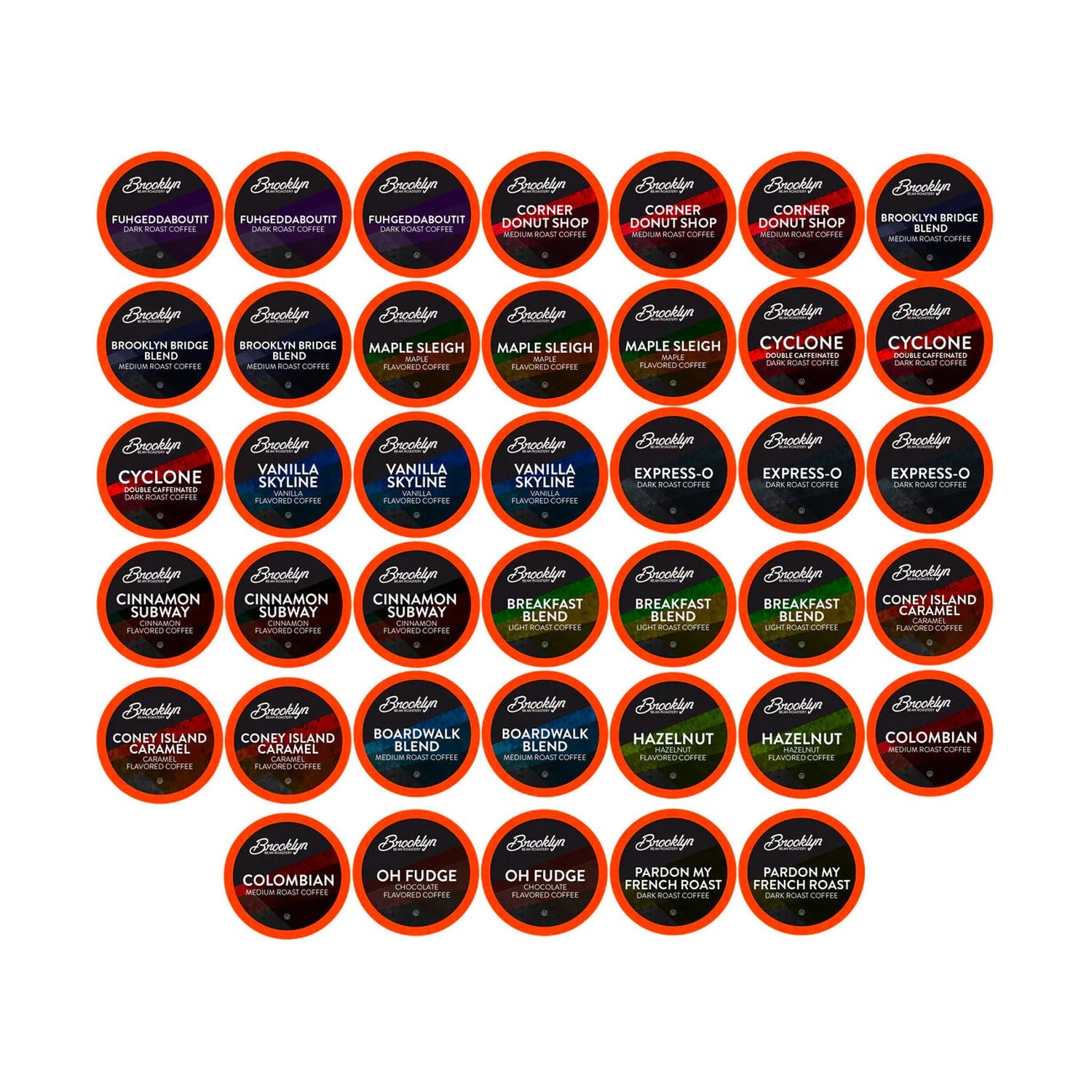 Brooklyn Beans Assorted Sampler Pack, Single Serve Coffee 40 Pack