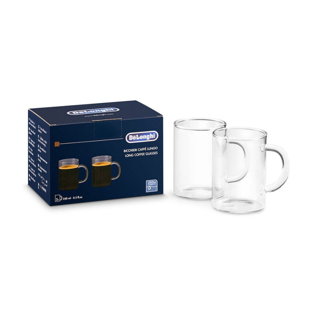 DeLonghi 8.5 oz. Long Coffee Glasses, Set of 2 