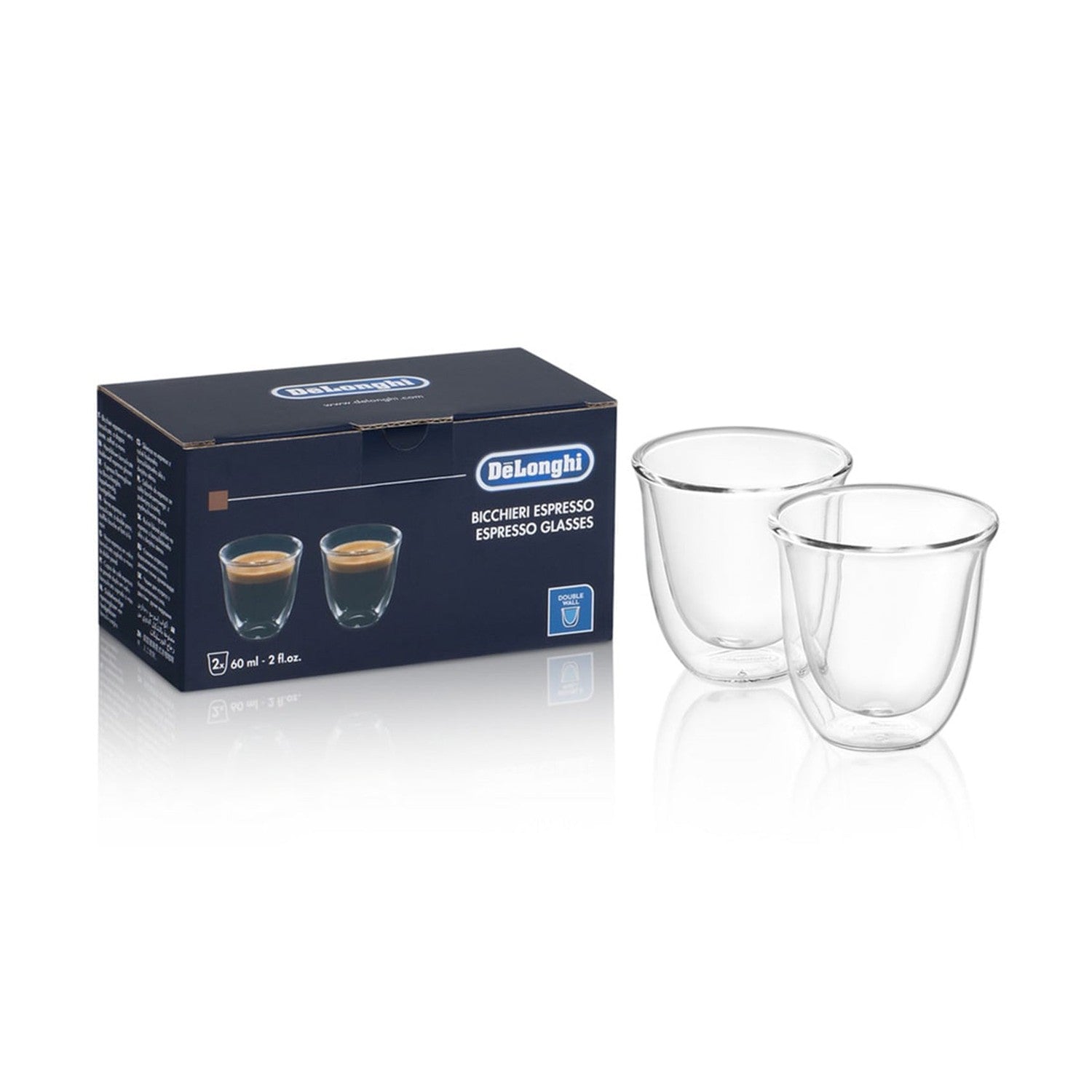 DeLonghi Bicchieri Glass Espresso Cups, Set of 2