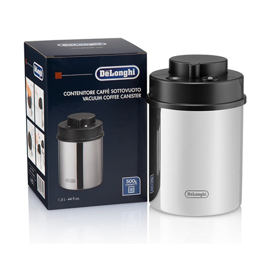 DeLonghi Vacuum Sealed Coffee Canister, Stainless Steel