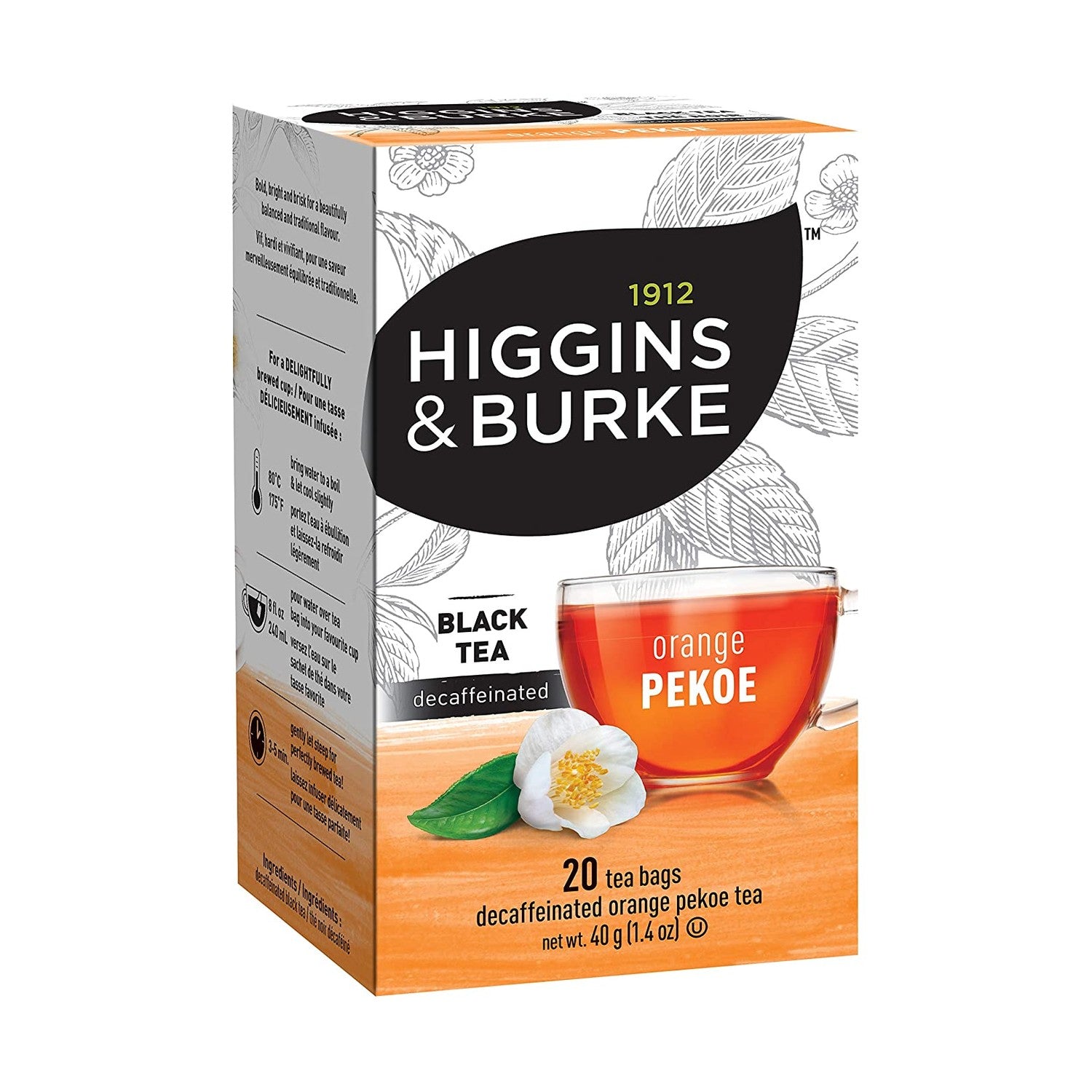 Higgins & Burke Orange Pekoe Decaf Filterbag Tea 20 Count