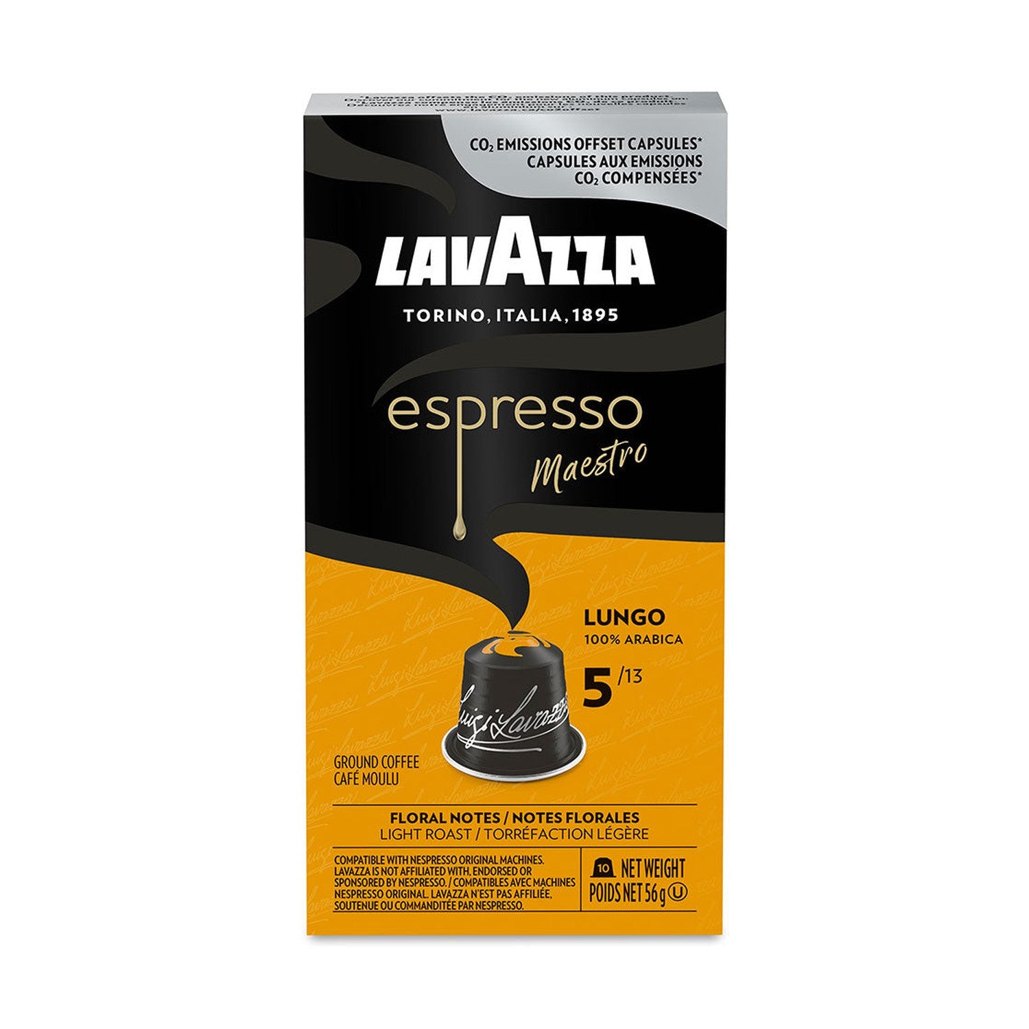 Lavazza Espresso Maestro Lungo Aluminum Nespresso Compatible Capsules 10 Pack