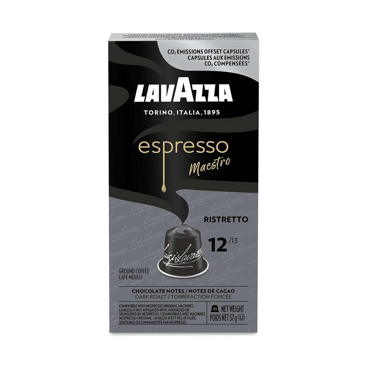 Lavazza Espresso Maestro Ristretto Aluminum Nespresso Compatible Capsules 10 Pack