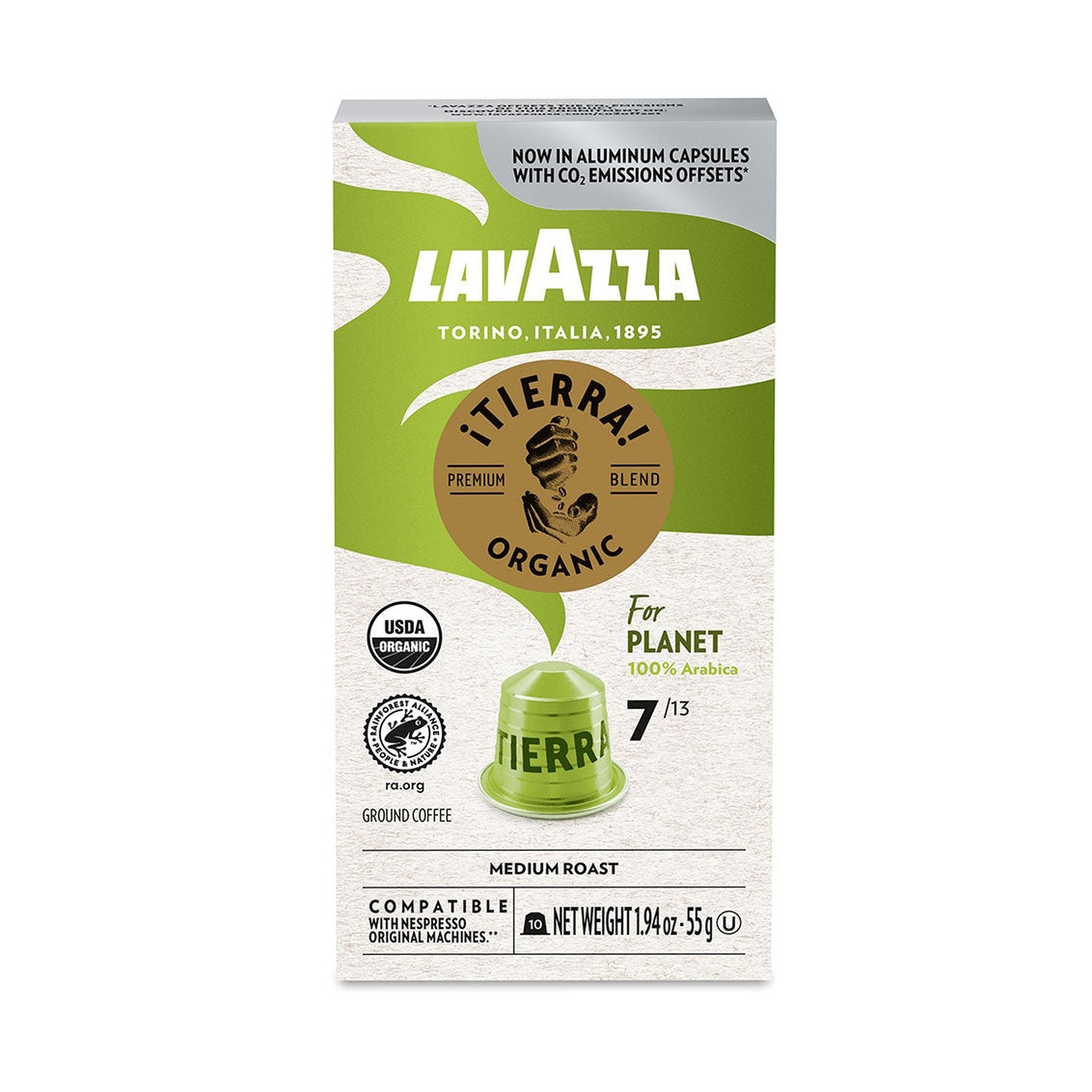 Lavazza ¡Tierra! For Planet Aluminum Nespresso Compatible Capsules 10 Pack