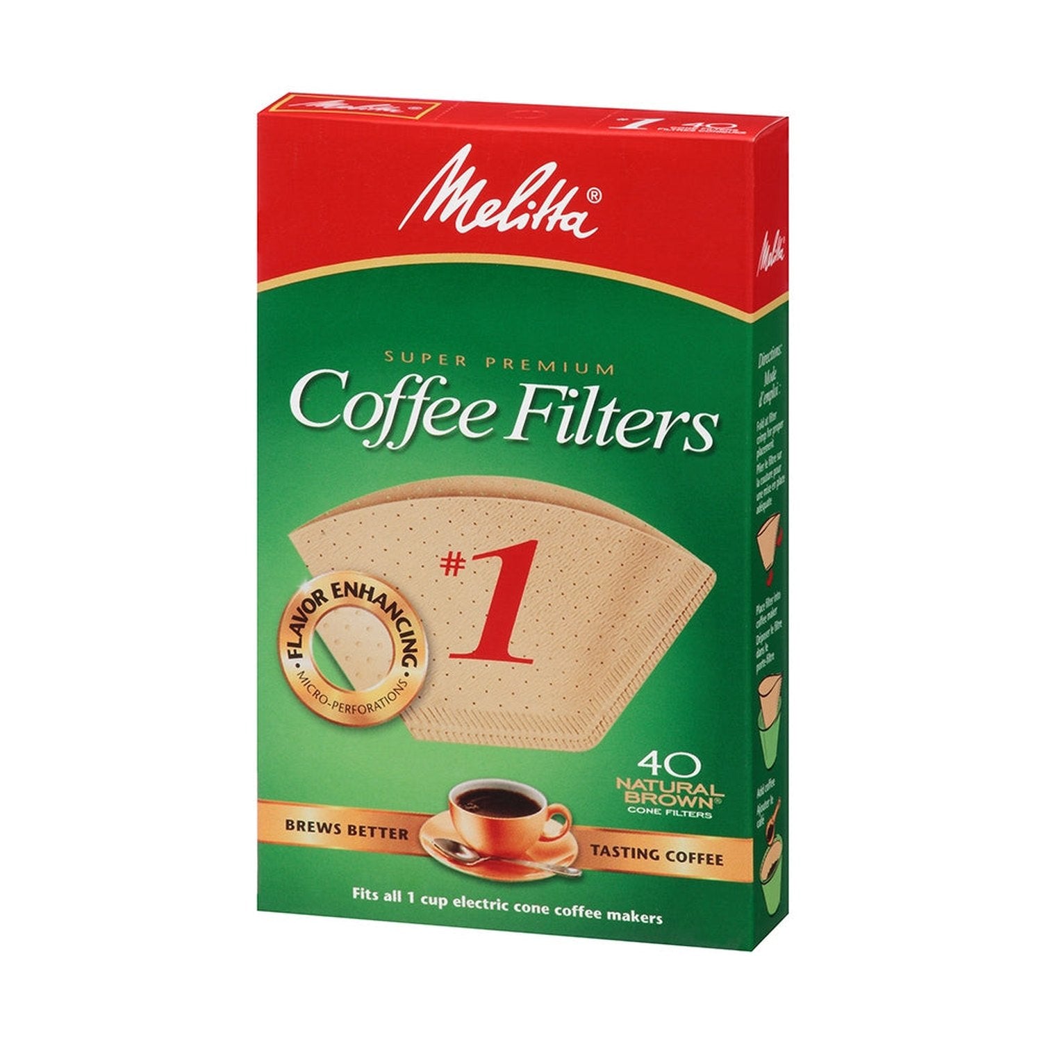Melitta #1 Natural Brown Super Premium Coffee Filters, 40 Pack