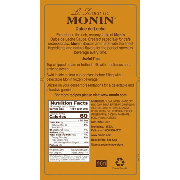 Monin Dulce De Leche Sauce, 12 oz.