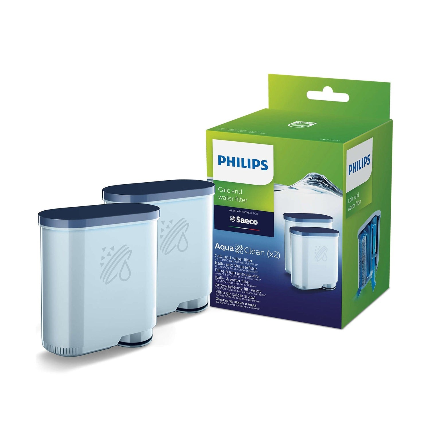 Philips Saeco AquaClean Calc and Water Filter, 2 Pack