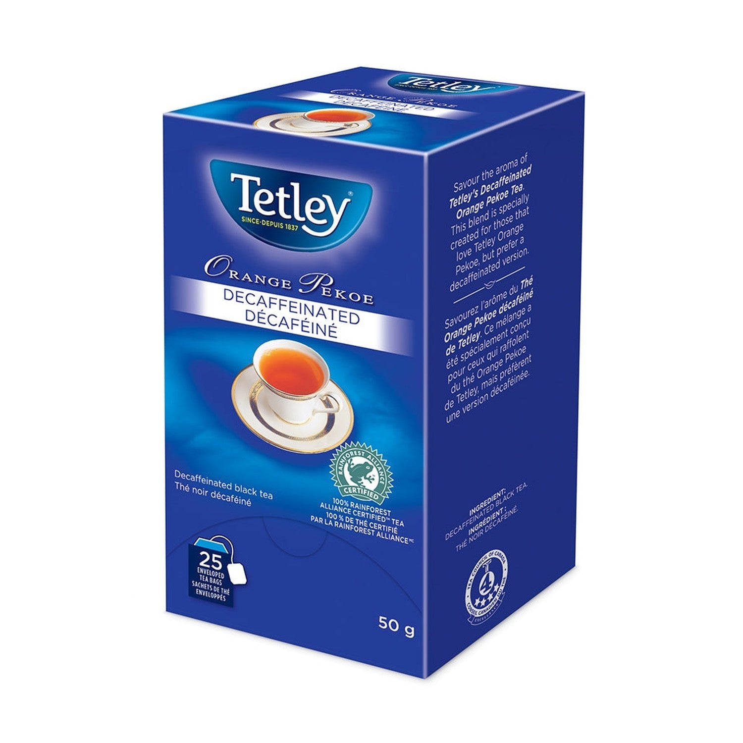 Tetley Orange Pekoe Decaffeinated Tea 25 Count