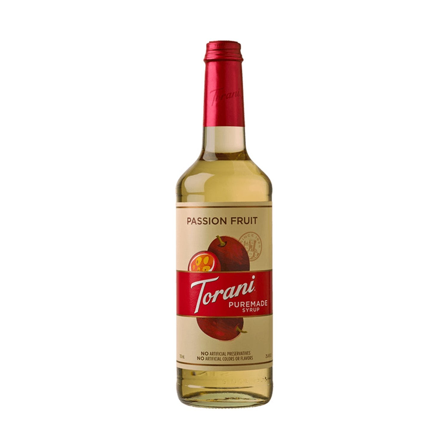 Torani Passion Fruit Puremade Syrup 750ml Glass Bottle