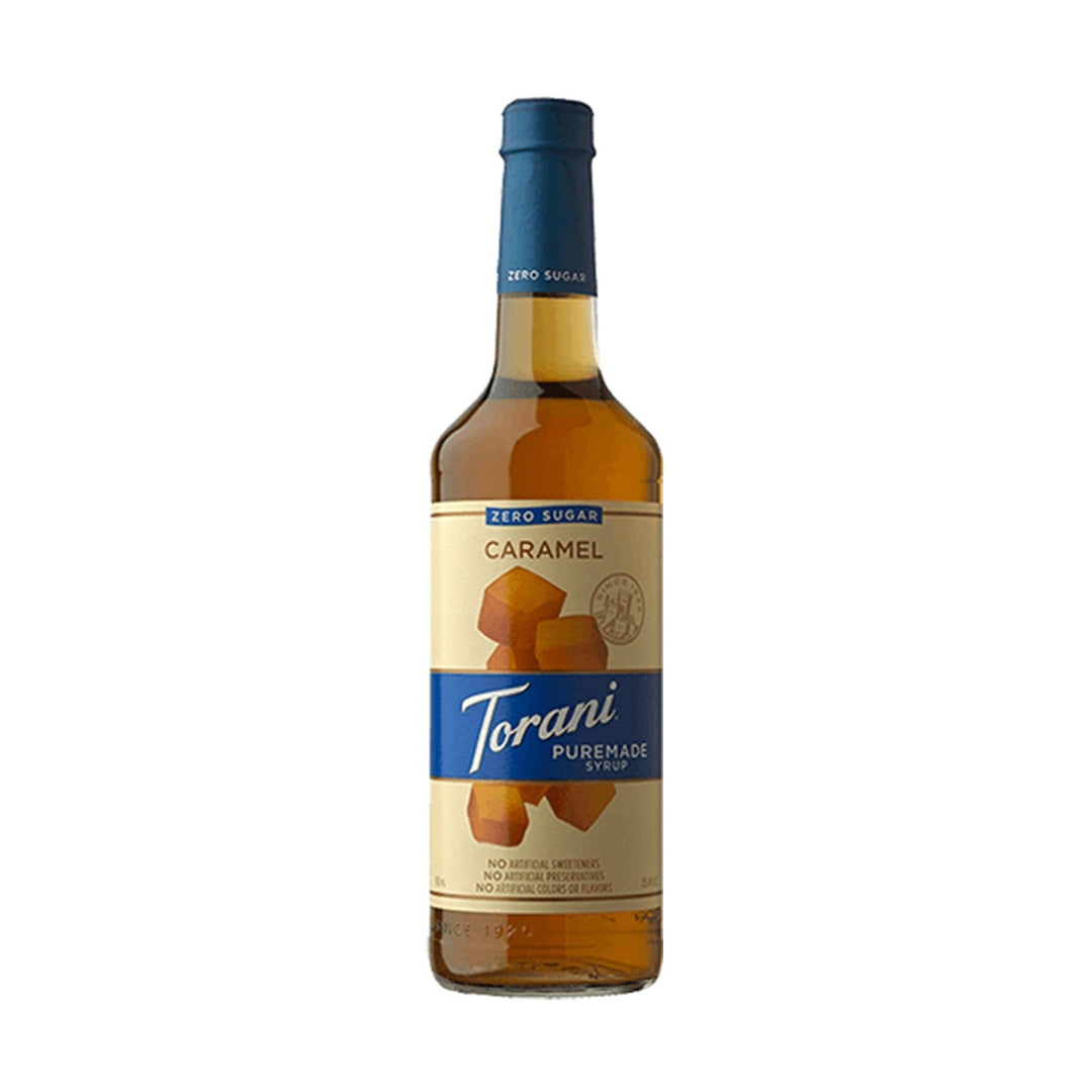 Torani Puremade Zero Sugar Caramel Syrup, 750ml Glass Bottle