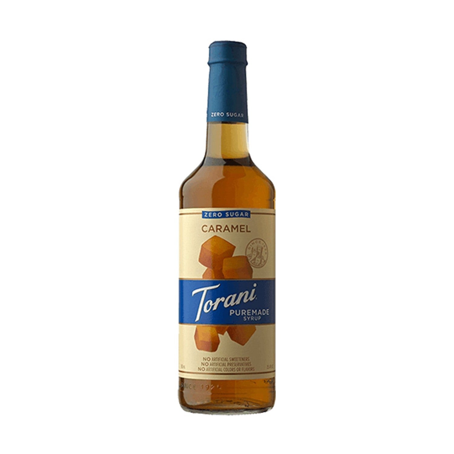 Torani Puremade Zero Sugar Caramel Syrup, 750ml Glass Bottle