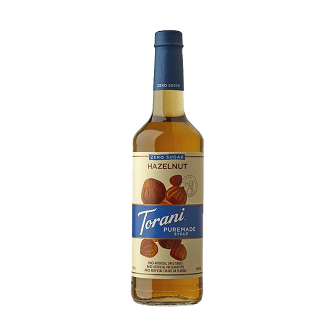 Torani Puremade Zero Sugar Hazelnut Syrup, 750ml Glass Bottle