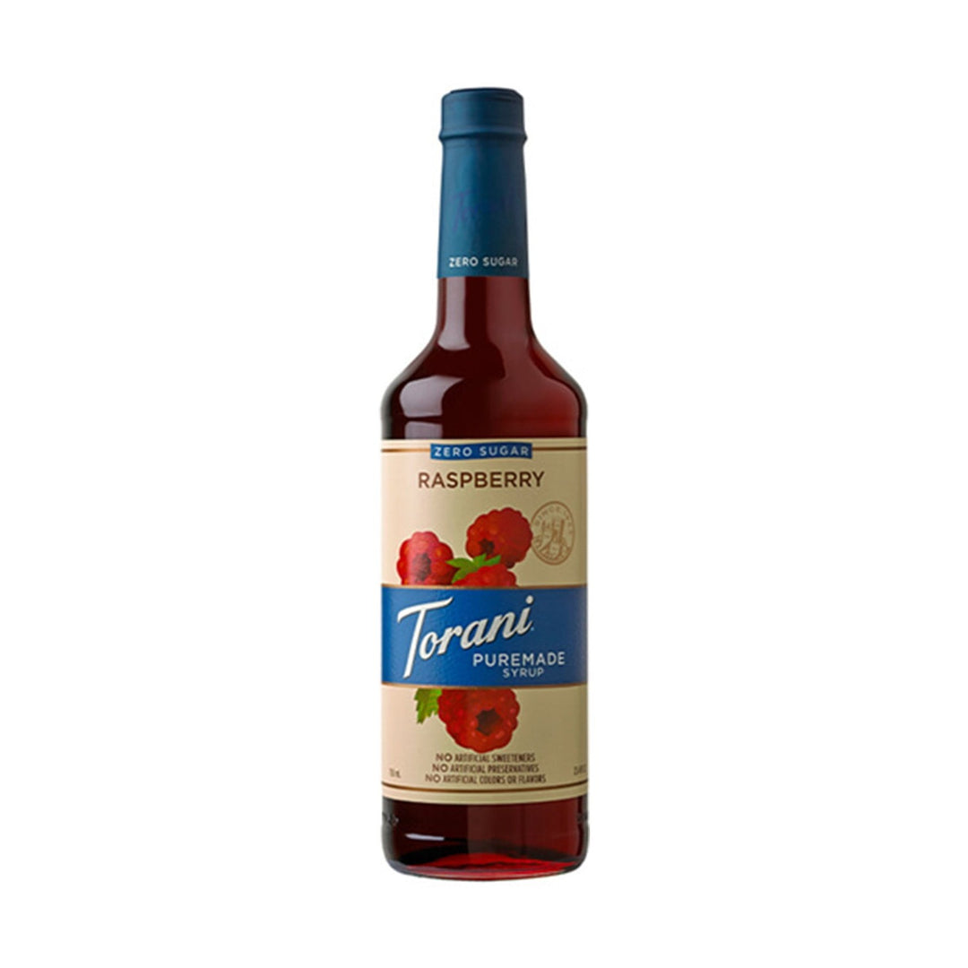 Torani Puremade Zero Sugar Raspberry Syrup, 750ml Glass Bottle
