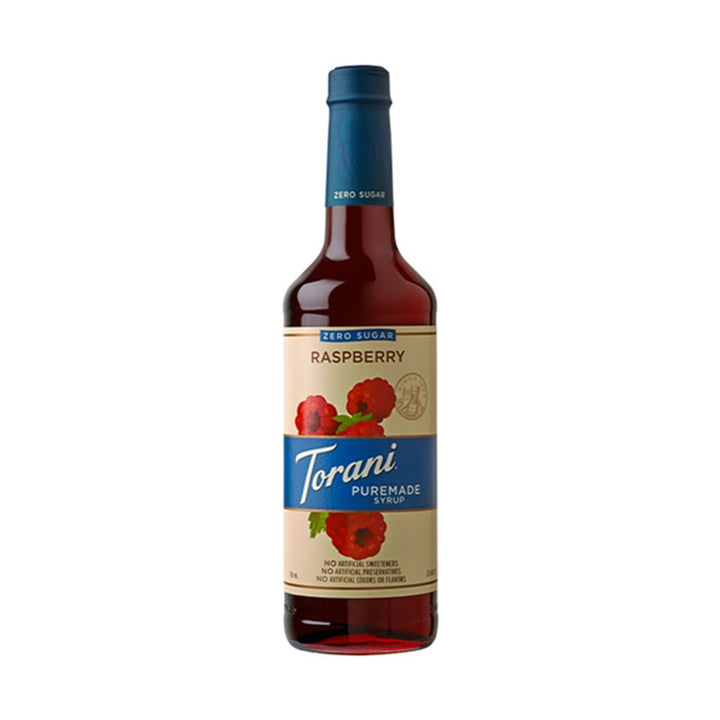 Torani Puremade Zero Sugar Raspberry Syrup, 750ml Glass Bottle