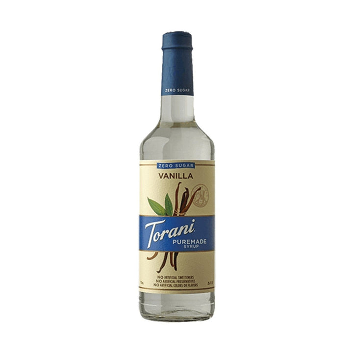 Torani Puremade Zero Sugar Vanilla Syrup, 750ml Glass Bottle
