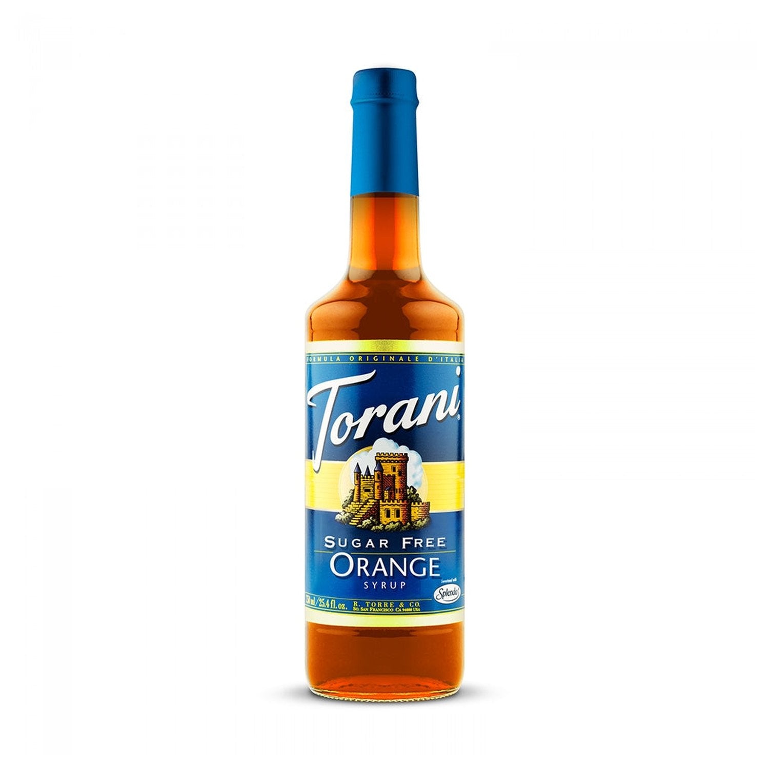 Torani Sugar Free Orange Syrup 750ml Glass Bottle