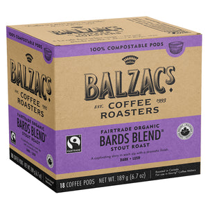 Balzac's Bard's Blend 100% Compostable Keurig® Coffee Pods, 18 Pack
