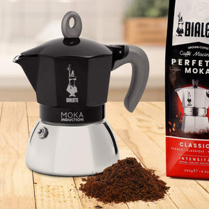 Bialetti New Moka Induction Induction Coffee Pot, 6 Cups, 280 ml,  Aluminium, Black