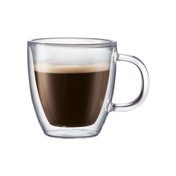 Bodum Bistro Double Wall 5 oz Espresso Glass Mug Set of 2 ECS Coffee