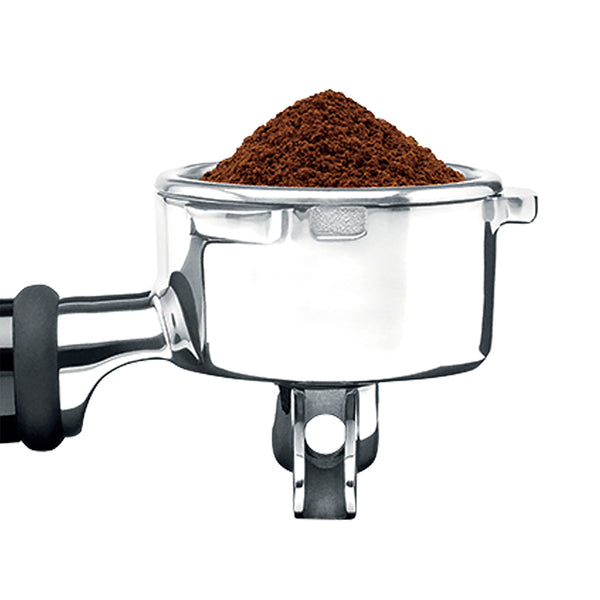 Breville Barista Pro Tamper filled with Ground Espresso