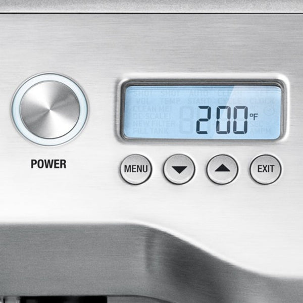 Closeup of the Breville Dual Boiler Espresso Machine Control Panel