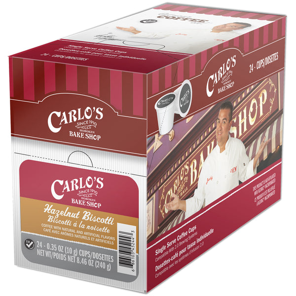 Carlo's Bake Shop Hazelnut Biscotti Single Serve Coffee 24 Pack