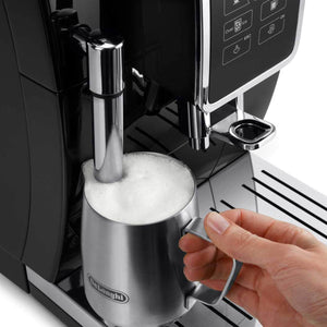 Close up of DeLonghi Dinamica Espresso Machine Milk Frother in Use