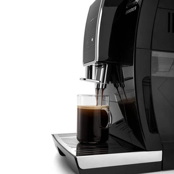 Side of DeLonghi Dinamica Automatic Iced Coffee & Espresso Machine in Black