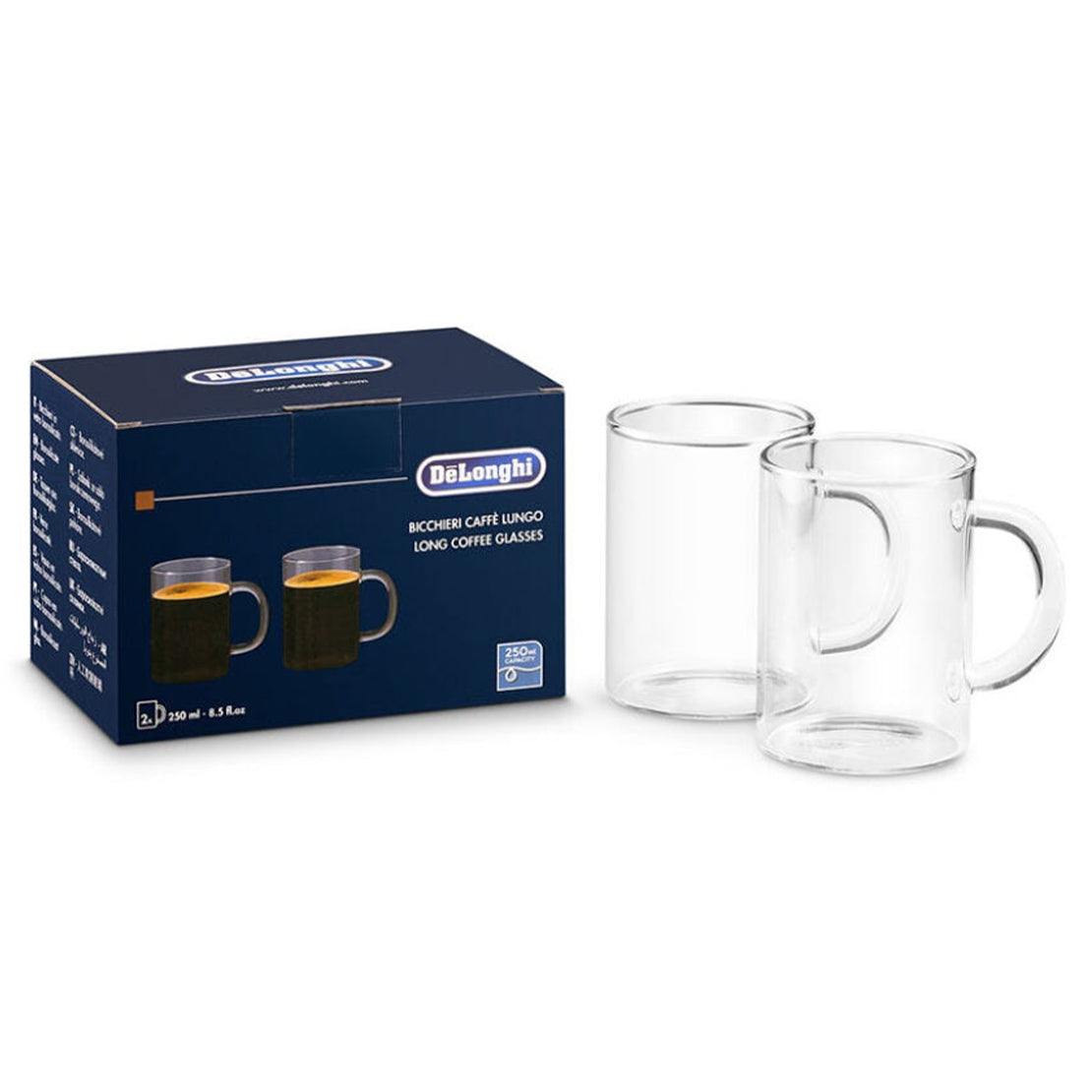 DeLonghi 8.5 oz. Long Coffee Glasses, Set of 2 #DLSC320 – ECS Coffee