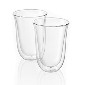 De'Longhi America 5513296661 Creamy Collection Double Walled  Thermo Cappuccino Glasses (Set of 6), Clear: Mixed Drinkware Sets