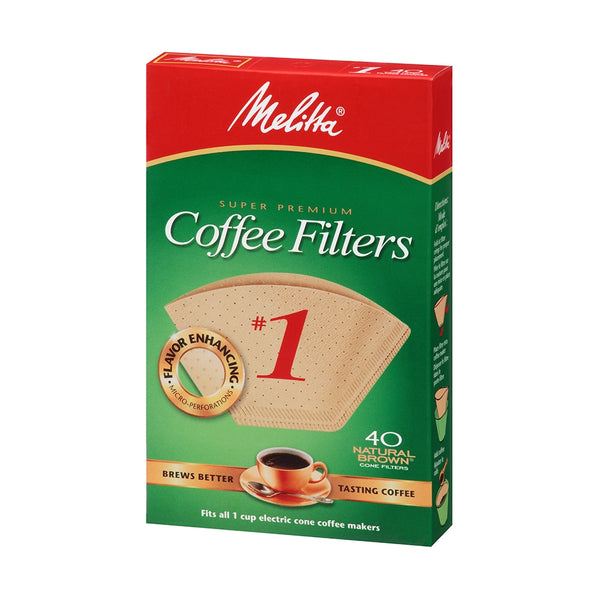 Melitta #1 Natural Brown Super Premium Coffee Filters, 40 Pack