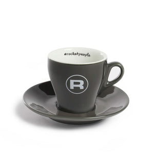 Rocket Flat White Cup and Saucer Set of 6, Grey