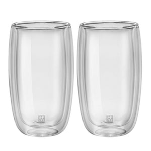 A set of 2 tall double walled 11.8 ounce latte glasses.